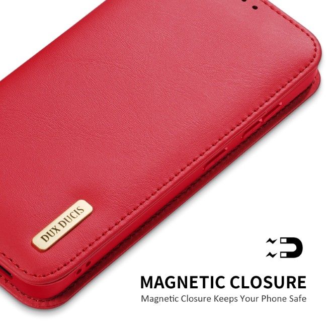 Dux Ducis - Samsung Galaxy S25 Edge Hülle - Handy Leder Case - Hivo Series - rot