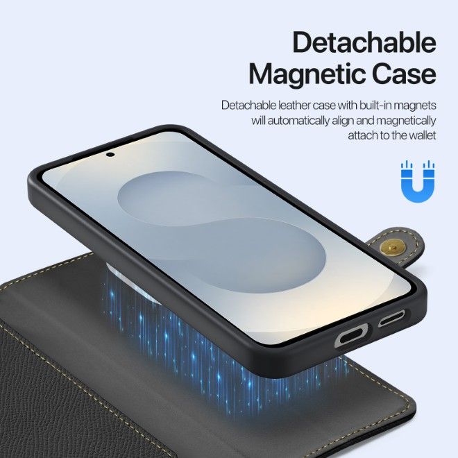 Dux Ducis - Samsung Galaxy S25 Edge Hülle - Kunstleder Bookcover - MagSafe kompatibel - Lawa Series - schwarz