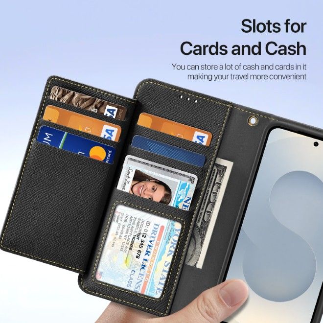 Dux Ducis - Samsung Galaxy S25 Edge Hülle - Kunstleder Bookcover - MagSafe kompatibel - Lawa Series - schwarz