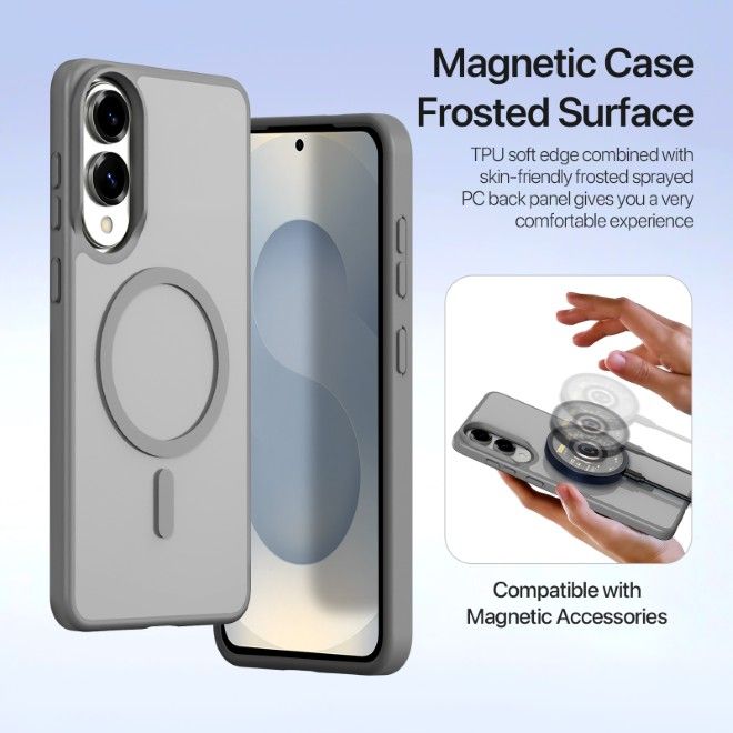 Dux Ducis - Samsung Galaxy S25 Edge Hülle - Kunstleder Bookcover - MagSafe kompatibel - Lawa Series - grau