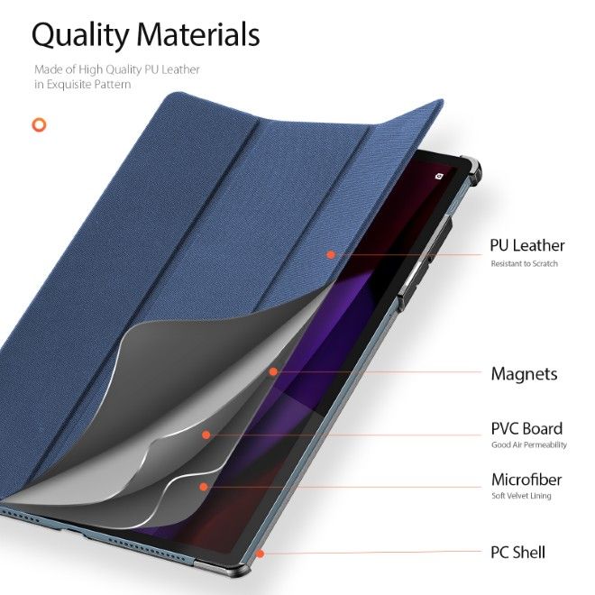 Dux Ducis - Lenovo Yoga Tab Plus 12.7 Hülle - Leder Smart Flip Case - Domo Series - blau