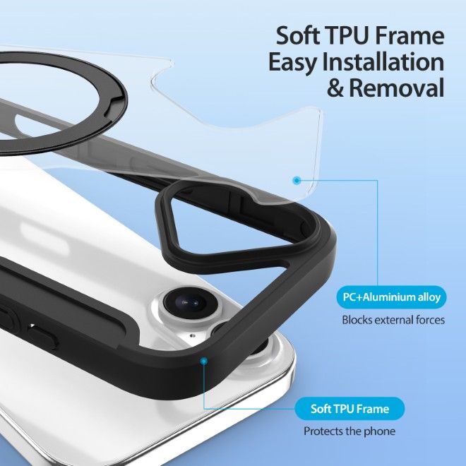 Dux Ducis - iPhone 17 Hülle - Leder Bookcover mit Ring Standfunktion - Skin X Pro 360° Ring Stand Series - schwarz