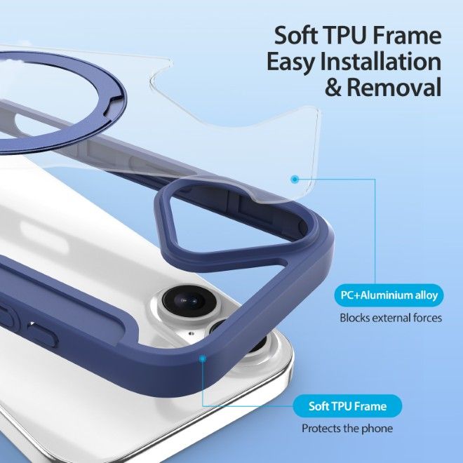 Dux Ducis - iPhone 17 Hülle - Leder Bookcover mit Ring Standfunktion - Skin X Pro 360° Ring Stand Series - blau