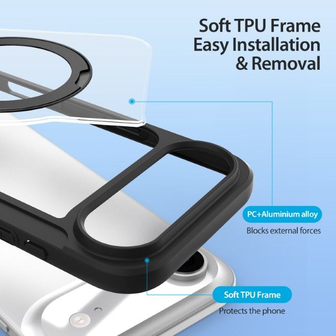 Dux Ducis - iPhone Air Hülle - Leder Bookcover mit Ring Standfunktion - Skin X Pro 360° Ring Stand Series - schwarz