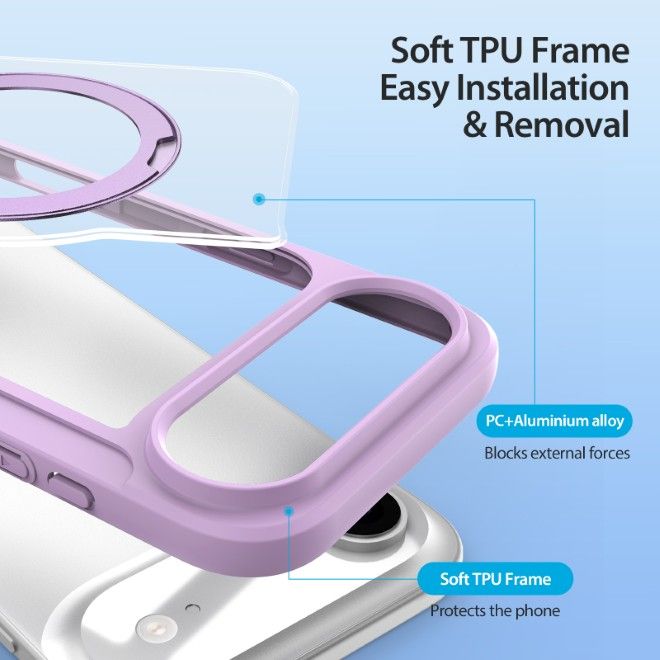 Dux Ducis - iPhone Air Hülle - Leder Bookcover mit Ring Standfunktion - Skin X Pro 360° Ring Stand Series - purpur