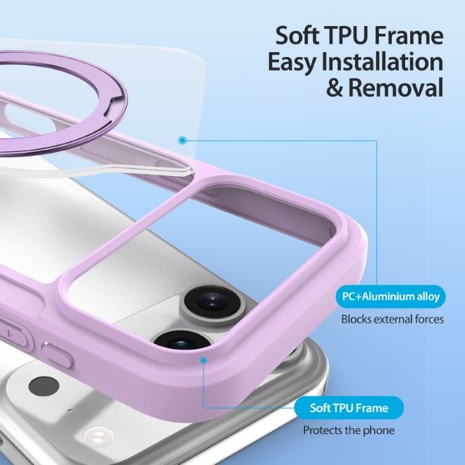 Dux Ducis - iPhone 17 Pro Hülle - Leder Bookcover mit Ring Standfunktion - Skin X Pro 360° Ring Stand Series - purpur