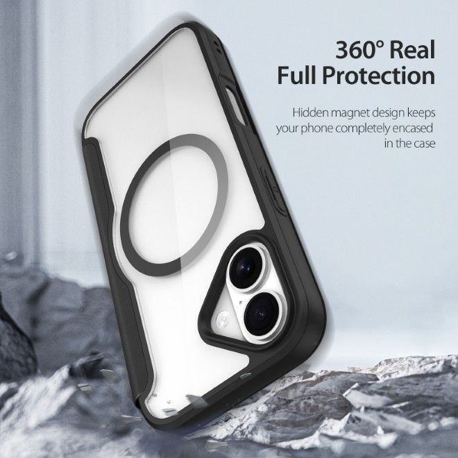 Dux Ducis - iPhone 17 Hülle - Leder Bookcover - MagSafe - Skin X Pro Series - schwarz