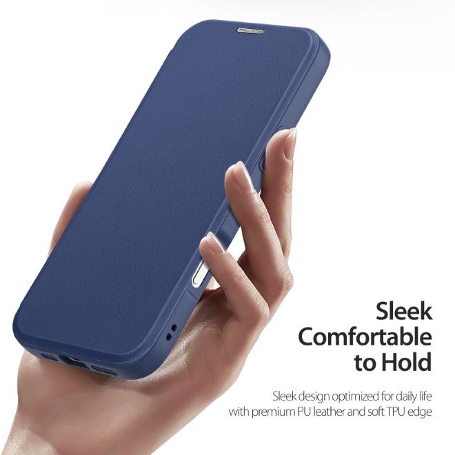 Dux Ducis - iPhone 17 Hülle - Leder Bookcover - MagSafe - Skin X Pro Series - blau