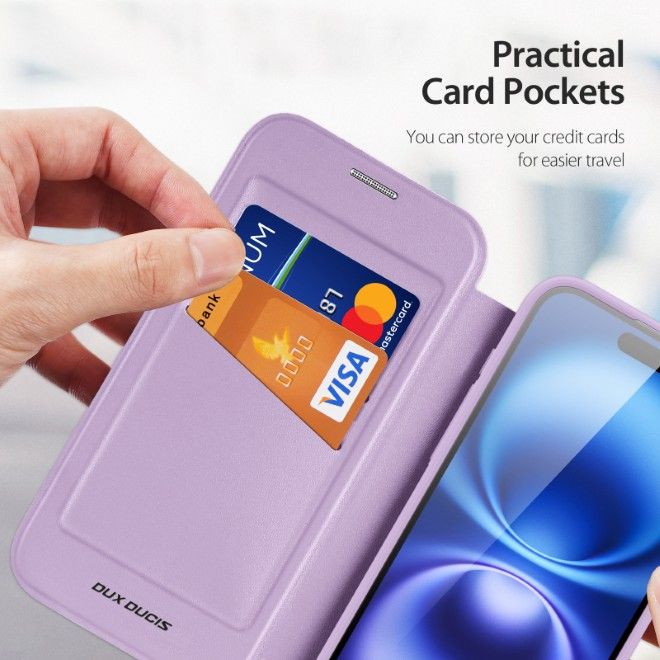 Dux Ducis - iPhone 17 Hülle - Leder Bookcover - MagSafe - Skin X Pro Series - purpur