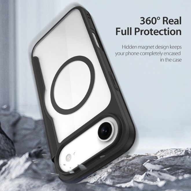 Dux Ducis - iPhone Air Hülle - Leder Bookcover - MagSafe - Skin X Pro Series - schwarz