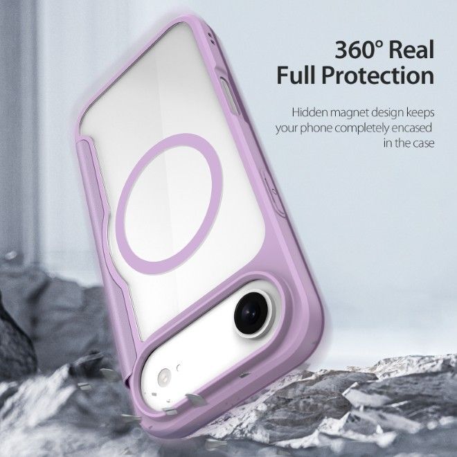 Dux Ducis - iPhone Air Hülle - Leder Bookcover - MagSafe - Skin X Pro Series - purpur