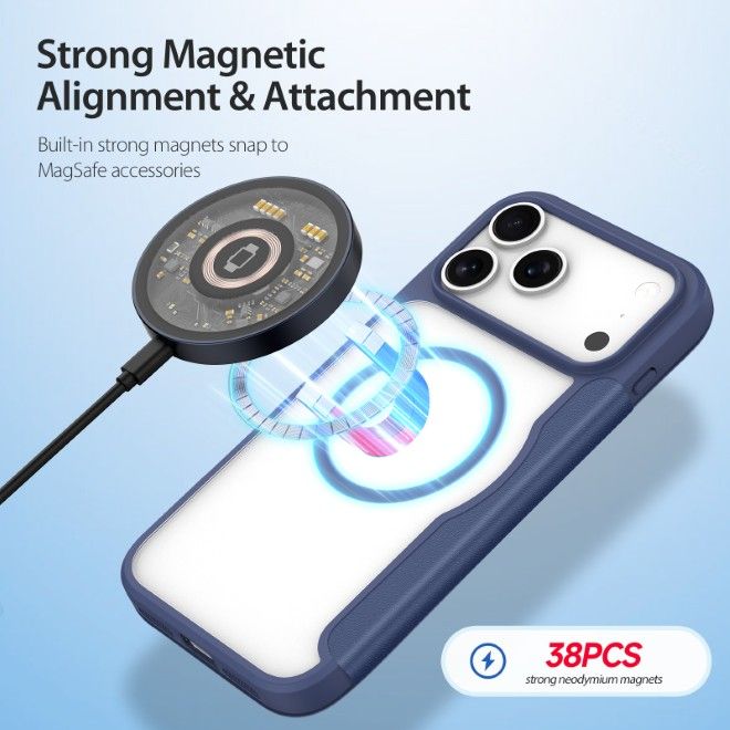 Dux Ducis - iPhone 17 Pro Hülle - Leder Bookcover - MagSafe - Skin X Pro Series - blau