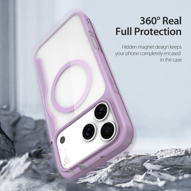 Dux Ducis - iPhone 17 Pro Max Hülle - Leder Bookcover - MagSafe - Skin X Pro Series - purpur