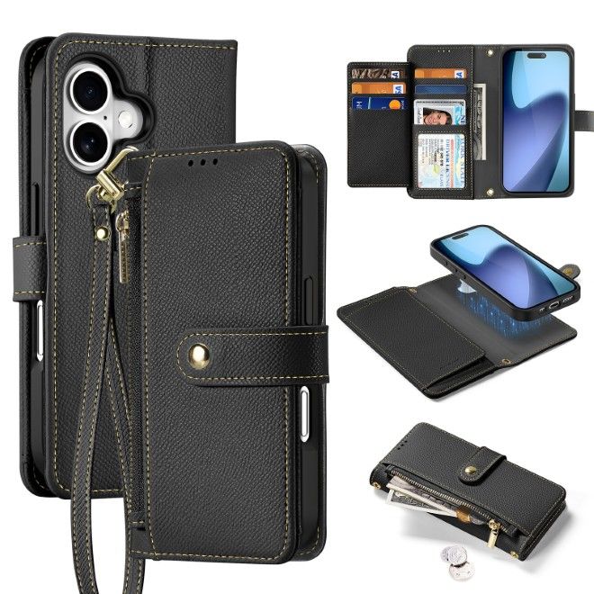 Dux Ducis - iPhone 17 Hülle - Kunstleder Bookcover - MagSafe kompatibel - Lawa Series - schwarz