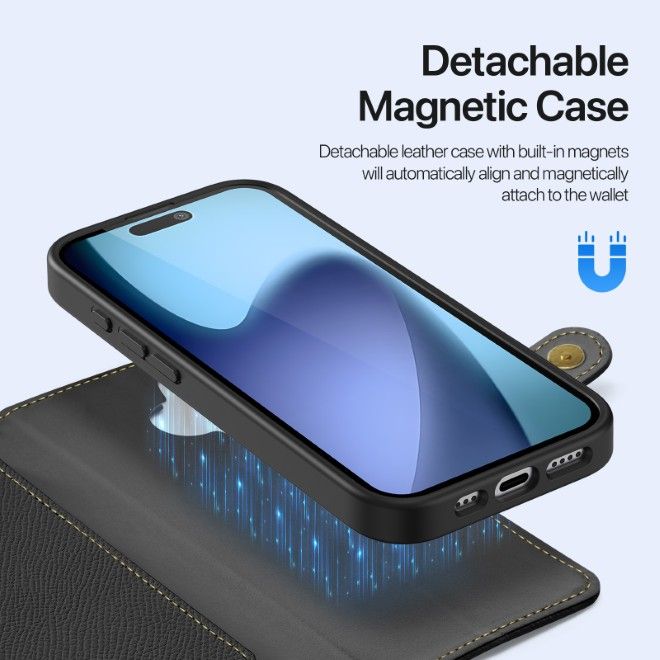 Dux Ducis - iPhone 17 Hülle - Kunstleder Bookcover - MagSafe kompatibel - Lawa Series - schwarz