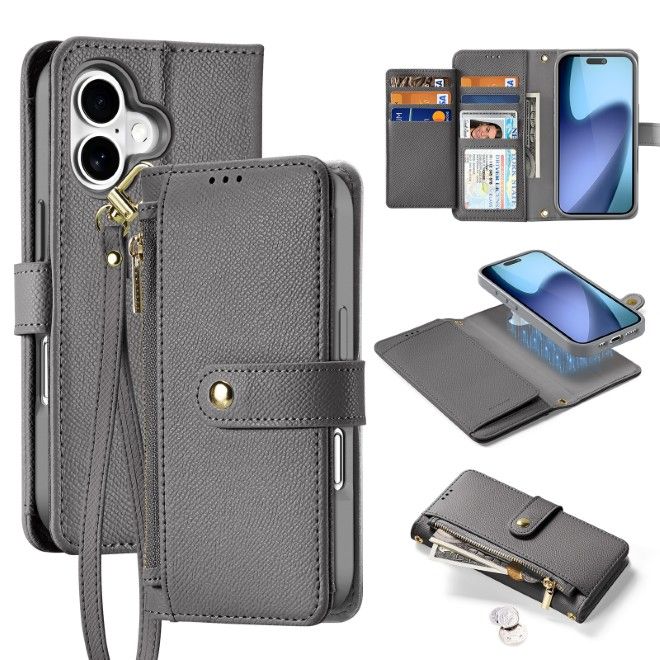 Dux Ducis - iPhone 17 Hülle - Kunstleder Bookcover - MagSafe kompatibel - Lawa Series - grau