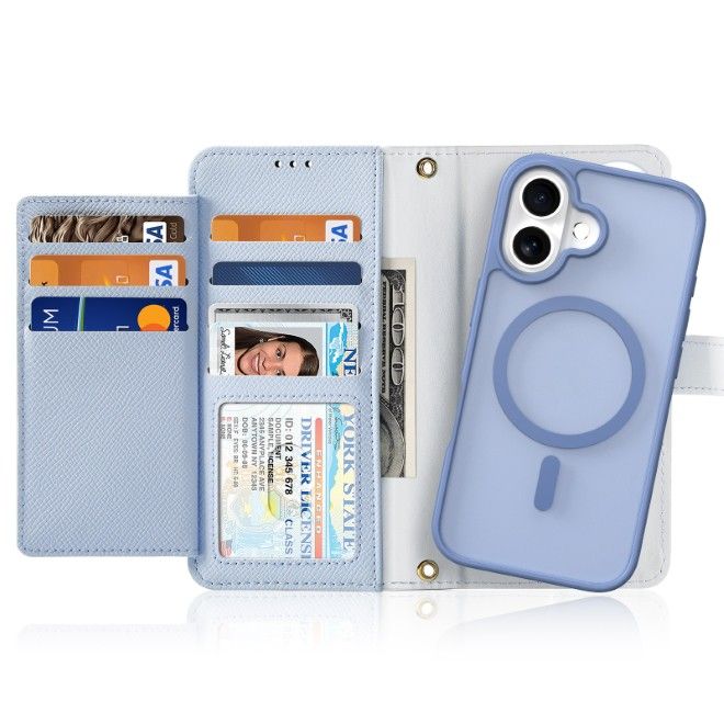 Dux Ducis - iPhone 17 Hülle - Kunstleder Bookcover - MagSafe kompatibel - Lawa Series - hellblau