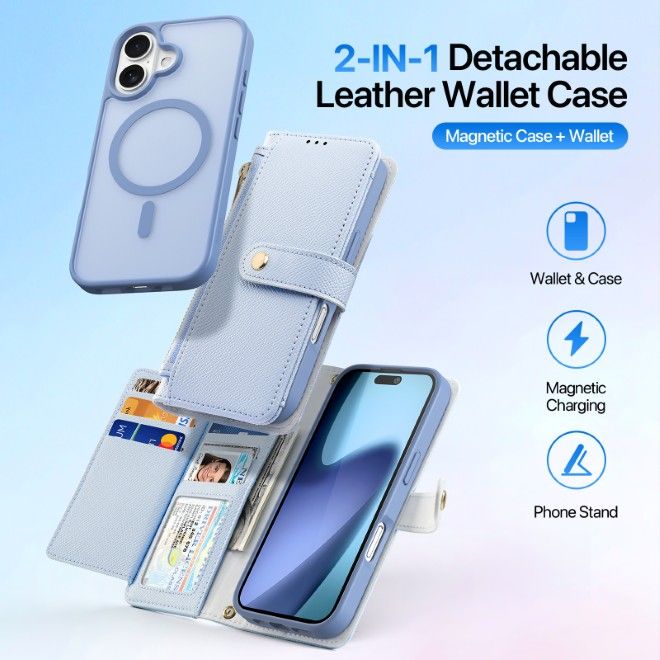 Dux Ducis - iPhone 17 Hülle - Kunstleder Bookcover - MagSafe kompatibel - Lawa Series - hellblau