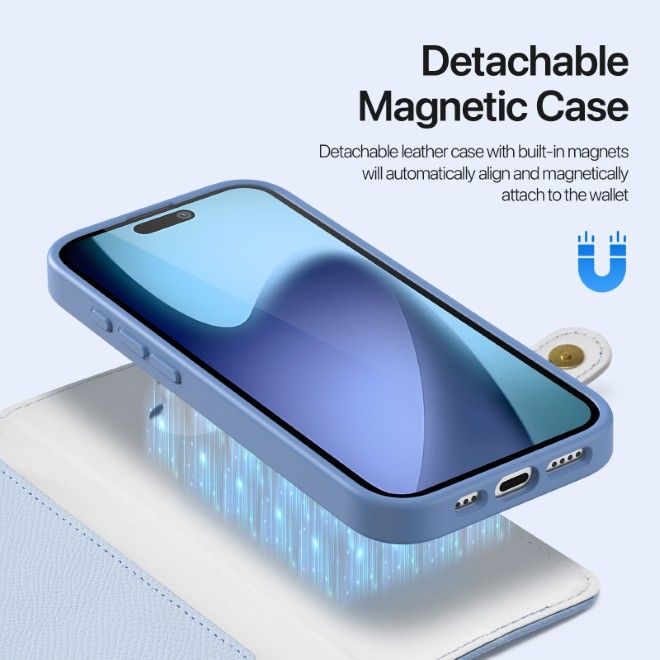 Dux Ducis - iPhone 17 Hülle - Kunstleder Bookcover - MagSafe kompatibel - Lawa Series - hellblau