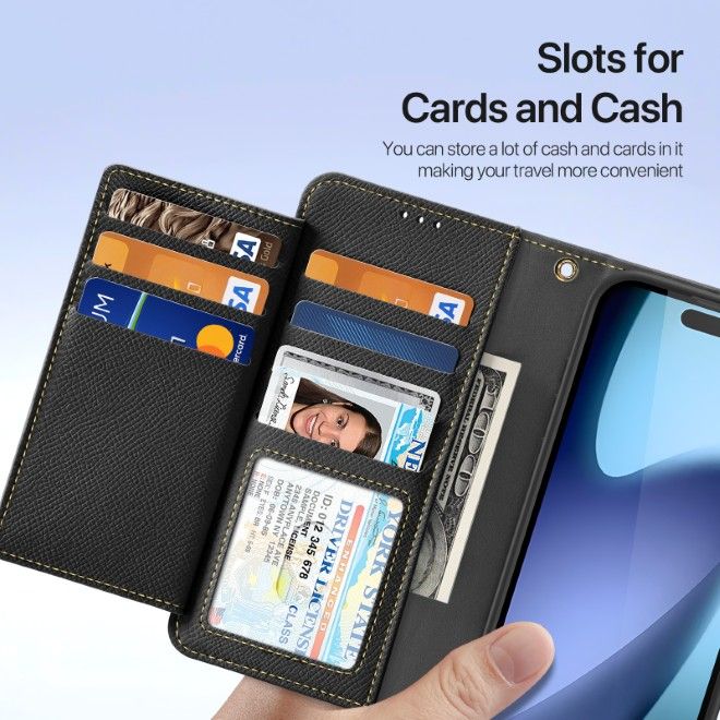 Dux Ducis - iPhone Air Hülle - Kunstleder Bookcover - MagSafe kompatibel - Lawa Series - schwarz