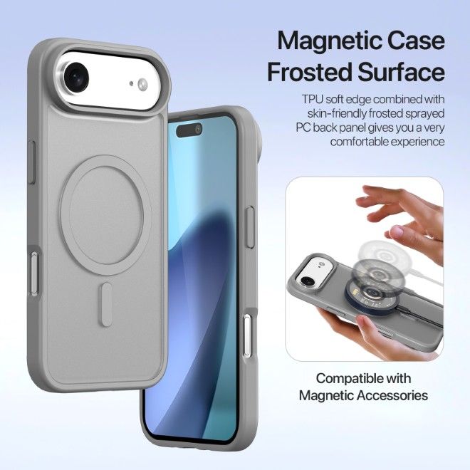 Dux Ducis - iPhone Air Hülle - Kunstleder Bookcover - MagSafe kompatibel - Lawa Series - grau