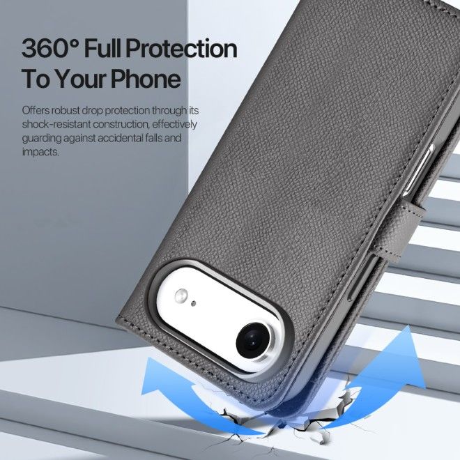 Dux Ducis - iPhone Air Hülle - Kunstleder Bookcover - MagSafe kompatibel - Lawa Series - grau