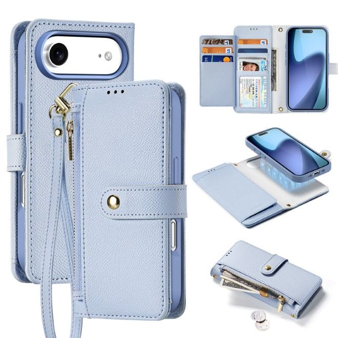 Dux Ducis - iPhone Air Hülle - Kunstleder Bookcover - MagSafe kompatibel - Lawa Series - hellblau