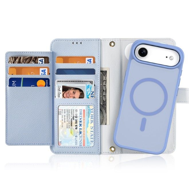 Dux Ducis - iPhone Air Hülle - Kunstleder Bookcover - MagSafe kompatibel - Lawa Series - hellblau