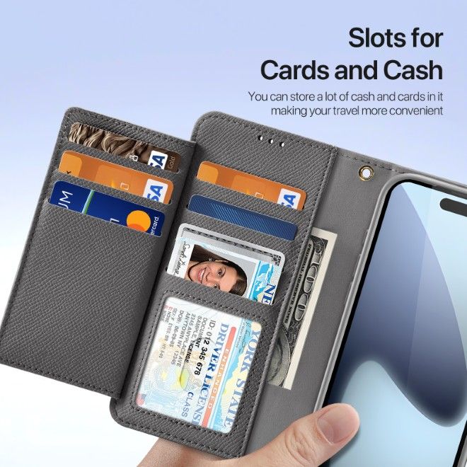 Dux Ducis - iPhone 17 Pro Hülle - Kunstleder Bookcover - MagSafe kompatibel - Lawa Series - grau