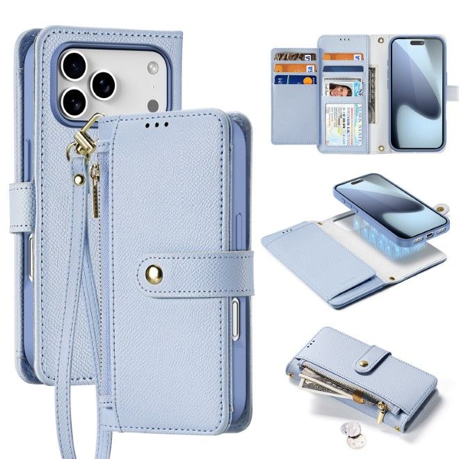Dux Ducis - iPhone 17 Pro Hülle - Kunstleder Bookcover - MagSafe kompatibel - Lawa Series - hellblau