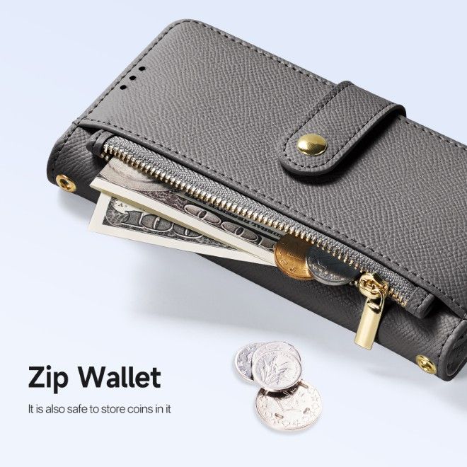 Dux Ducis - iPhone 17 Pro Max Hülle - Kunstleder Bookcover - MagSafe kompatibel - Lawa Series - grau