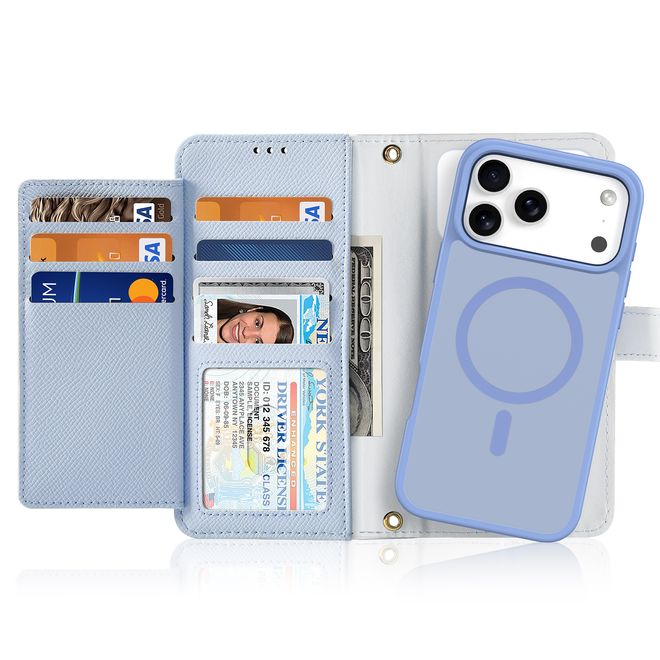Dux Ducis - iPhone 17 Pro Max Hülle - Kunstleder Bookcover - MagSafe kompatibel - Lawa Series - hellblau