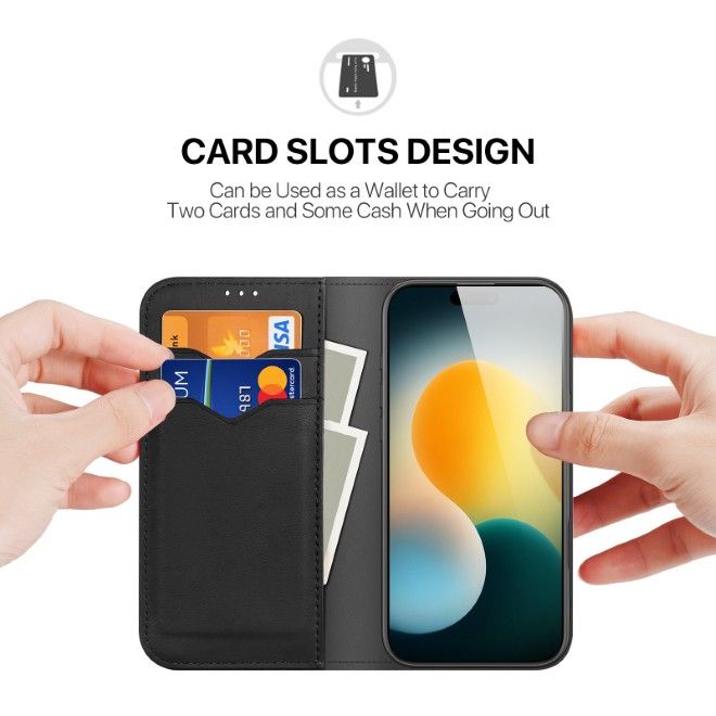 Dux Ducis - iPhone 17 Hülle - Handy Leder Case - Hivo Series - schwarz