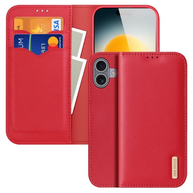 Dux Ducis - iPhone 17 Hülle - Handy Leder Case - Hivo Series - rot