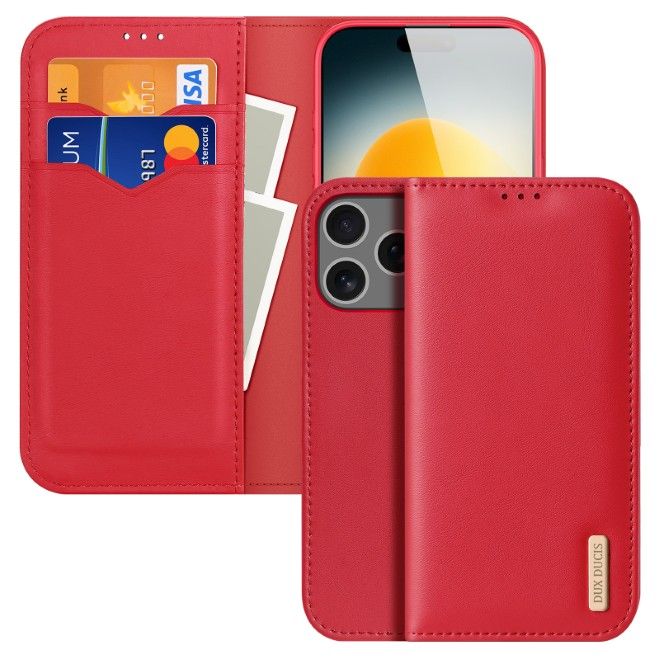 Dux Ducis - iPhone 17 Pro Hülle - Handy Leder Case - Hivo Series - rot
