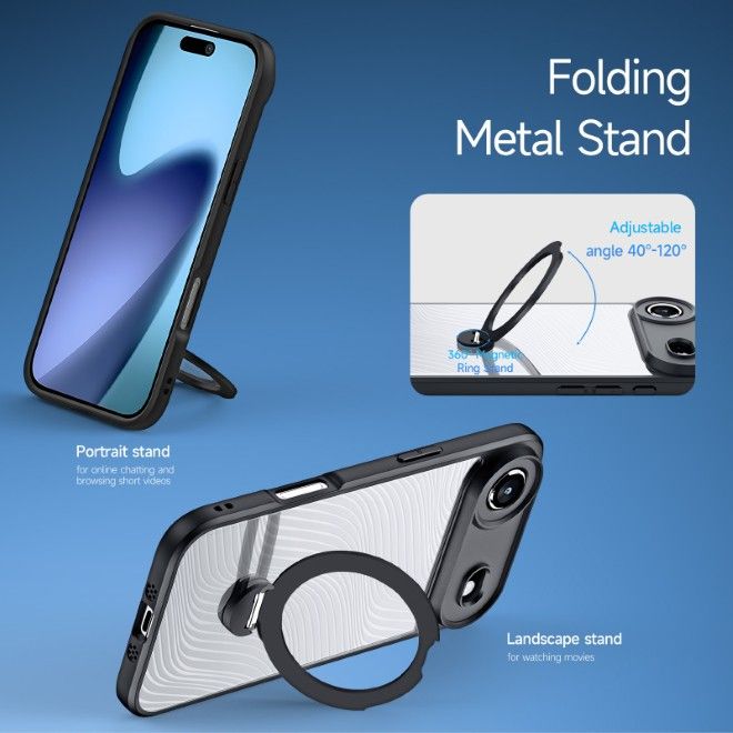 Dux Ducis - iPhone Air Hülle - Hardcase - MagSafe - mit Standfunktion - Aimo Mag Stand Series - schwarz