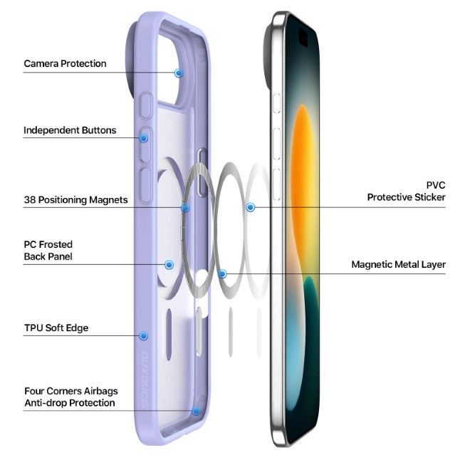 Dux Ducis - iPhone Air Hülle - TPU und PC Hardcase - MagSafe kompatibel - Yind Series - hellpurpur