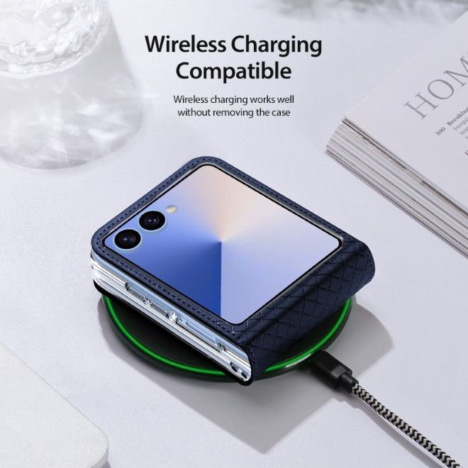 Dux Ducis - Samsung Galaxy Z Flip7 Hülle - Leder Case - Bril Series - blau