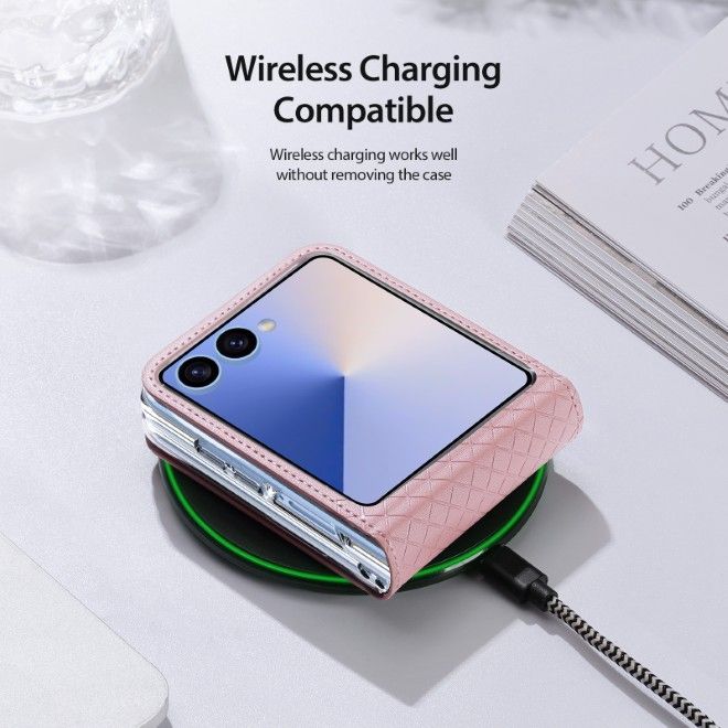 Dux Ducis - Samsung Galaxy Z Flip7 Hülle - Leder Case - Bril Series - rosa