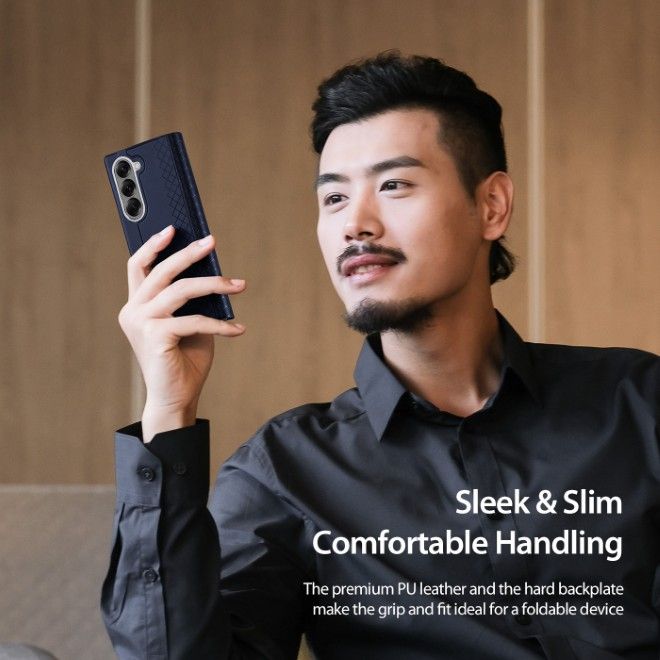 Dux Ducis - Samsung Galaxy Z Fold7 Hülle - Leder Case - Bril Series - blau