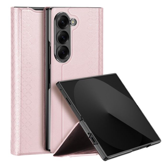 Dux Ducis - Samsung Galaxy Z Fold7 Hülle - Leder Case - Bril Series - rosa