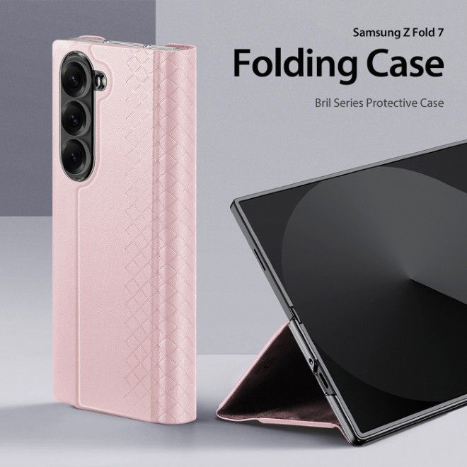 Dux Ducis - Samsung Galaxy Z Fold7 Hülle - Leder Case - Bril Series - rosa