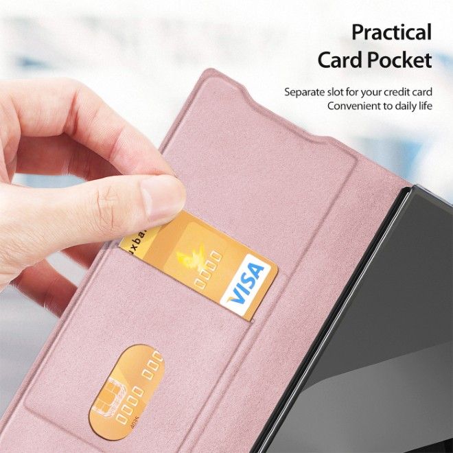 Dux Ducis - Samsung Galaxy Z Fold7 Hülle - Leder Case - Bril Series - rosa