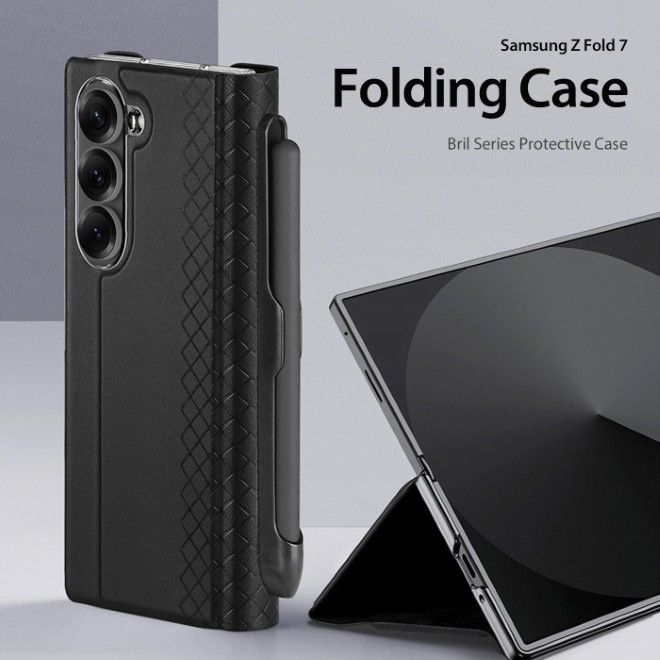 Dux Ducis - Samsung Galaxy Z Fold7 Hülle - Leder Case - mit Stifthalterung - Bril Penholder Series - schwarz