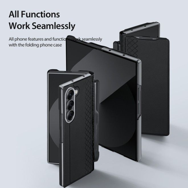 Dux Ducis - Samsung Galaxy Z Fold7 Hülle - Leder Case - mit Stifthalterung - Bril Penholder Series - schwarz