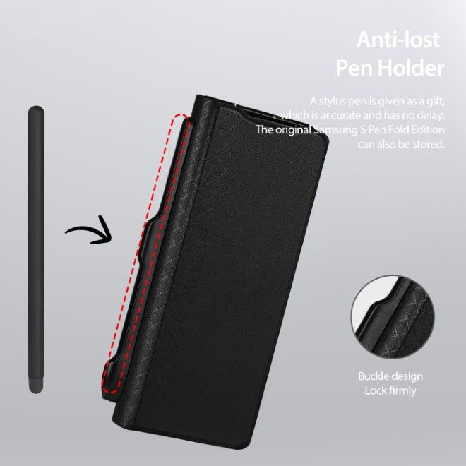 Dux Ducis - Samsung Galaxy Z Fold7 Hülle - Leder Case - mit Stifthalterung - Bril Penholder Series - schwarz