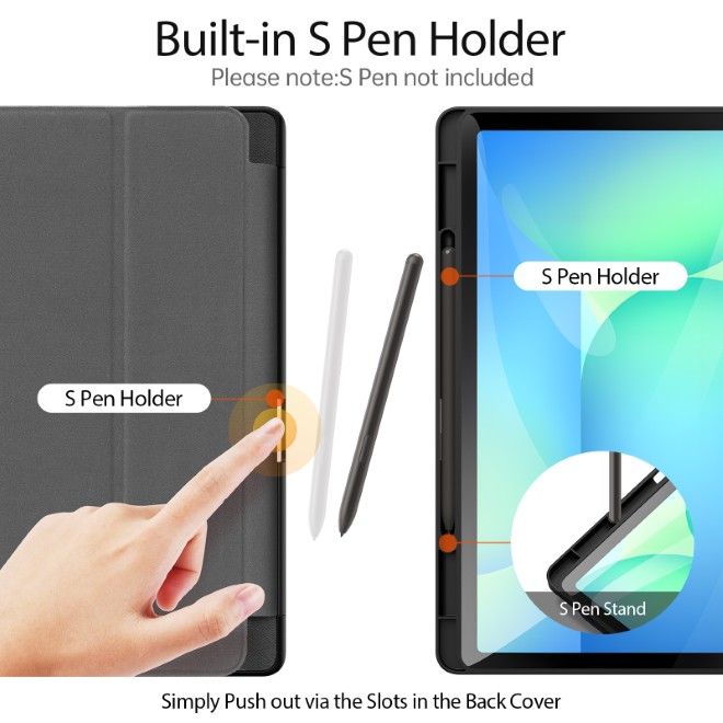 Dux Ducis - Samsung Galaxy Tab S10 FE+ Hülle - Leder Smart Flip Case - Domo Series - schwarz