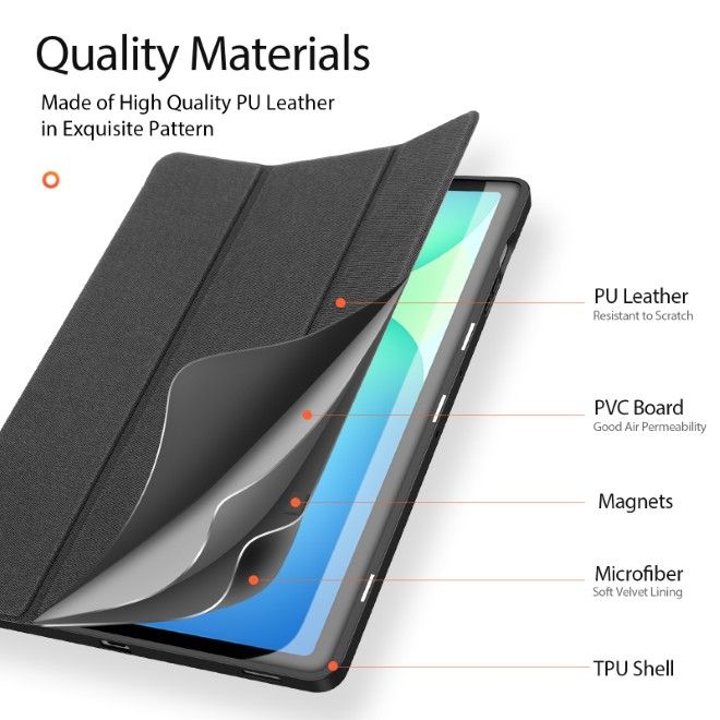 Dux Ducis - Samsung Galaxy Tab S10 FE+ Hülle - Leder Smart Flip Case - Domo Series - schwarz