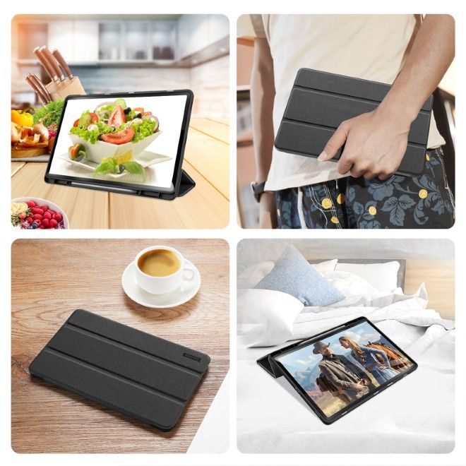Dux Ducis - Samsung Galaxy Tab S10 FE+ Hülle - Leder Smart Flip Case - Domo Series - schwarz