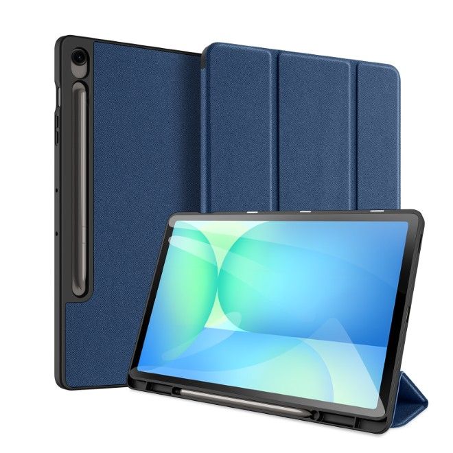 Dux Ducis - Samsung Galaxy Tab S10 FE+ Hülle - Leder Smart Flip Case - Domo Series - blau